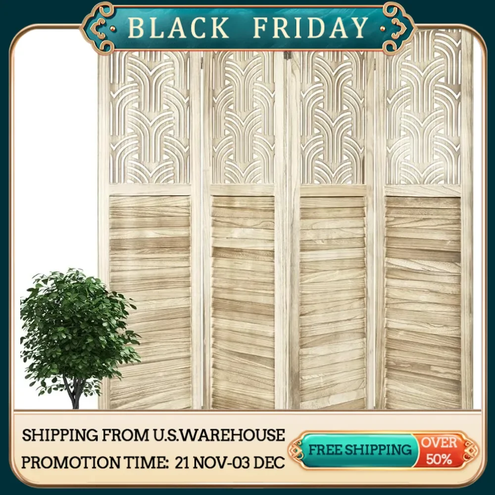 Cutout Room Divider,4 Panel Freestanding Room Divider Screen,Folding Privacy Wall Screen Room Divider for Home Office Bedroom