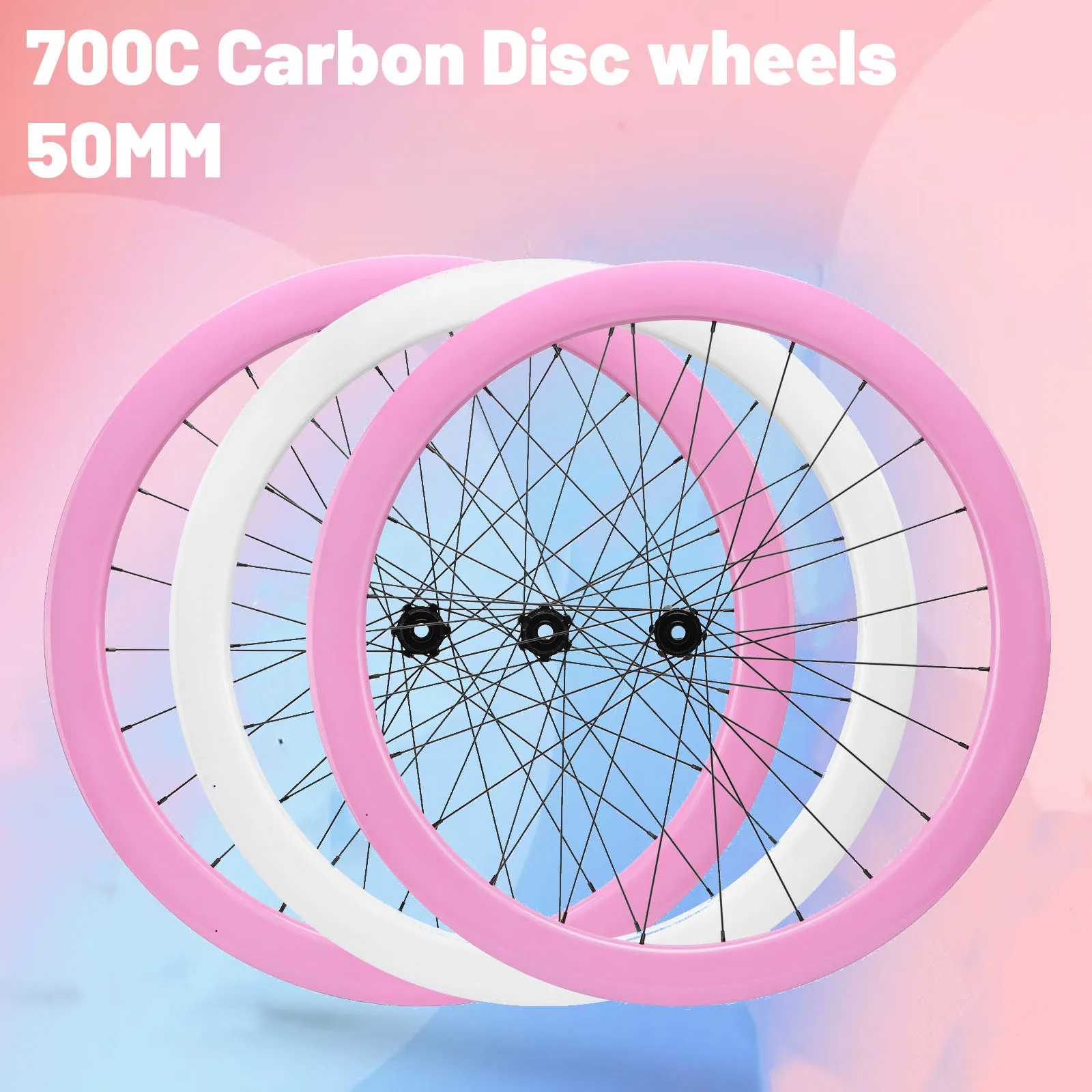 

700c Carbon Wheels Center Lock 6 Bolt Disc Brake Hub 24 Holes Rim For Road Bike 50mm Wide Carbon Fiber T700 800 Wheel Set