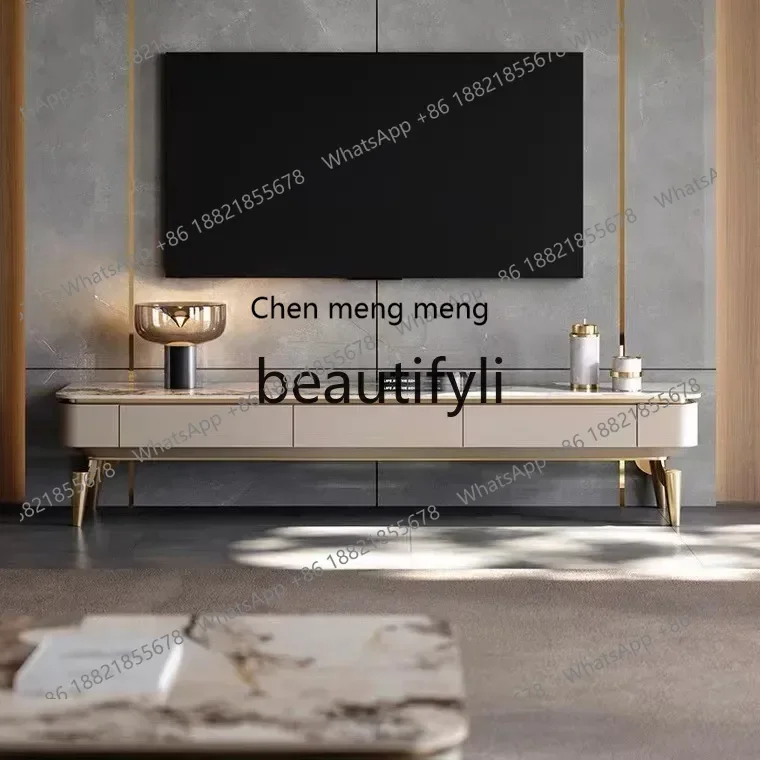 32A Light Luxury Living Room Rock Board TV Cabinet Multi-Functional Coffee Table Side Table Combination Set Storage Cabinet
