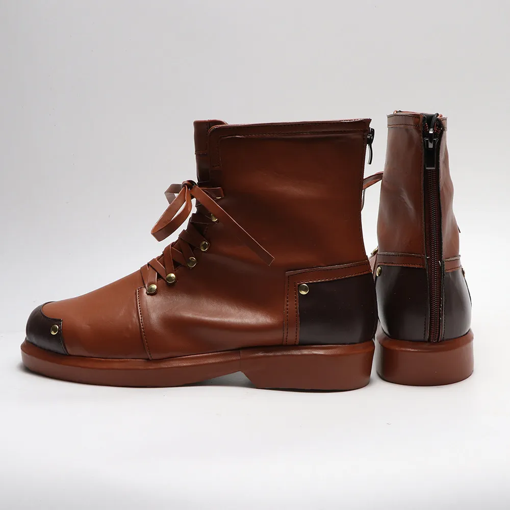 Anime Trigun Vash The Stampede Cosplay Shoes Brown Short PU Leather Boots For Halloween Carnival