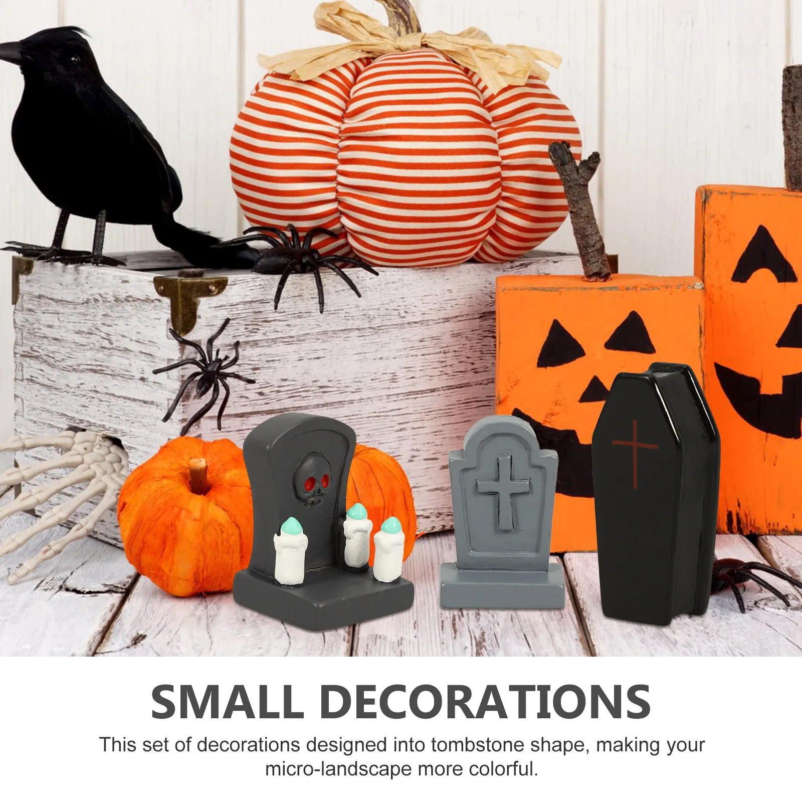 

1Set Resin Tombstone Decor Halloween Coffin Graveyard Spooky Decorations for Home Party Haunted Grave Stone Adornment