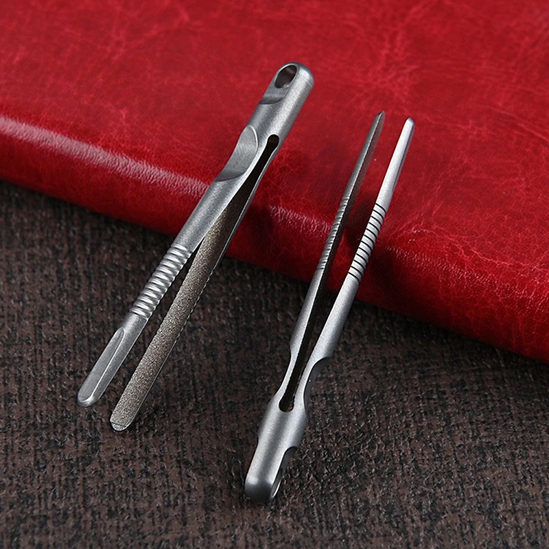 

Titanium Alloy Tweezer Handy EDC Gadget TC4 Metal Flat Head Tweezers Clip Keychain Pendant Pincette Nipper Pincers Keyring Tool