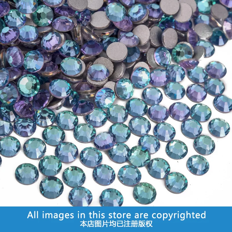 Blinginbox Dream Aquamarine Non Hotfix Rhinestones Glitter Glass Flatback Crystals for DIY Craft 3D Nails Rhinestone Strass