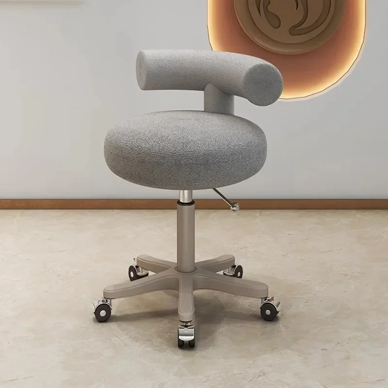 Minimalist Beauty stool lift big chair pulley hairdressing manicure barber shop backrest round chair image 3