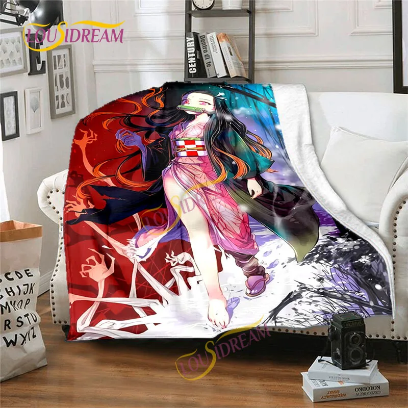 Demon Slayer Nezuko 3D Anime  Japanese cartoon  Blanket Children's Flannel  Decorative Bed  Blanket Sofa Cover Bedspread Blanket