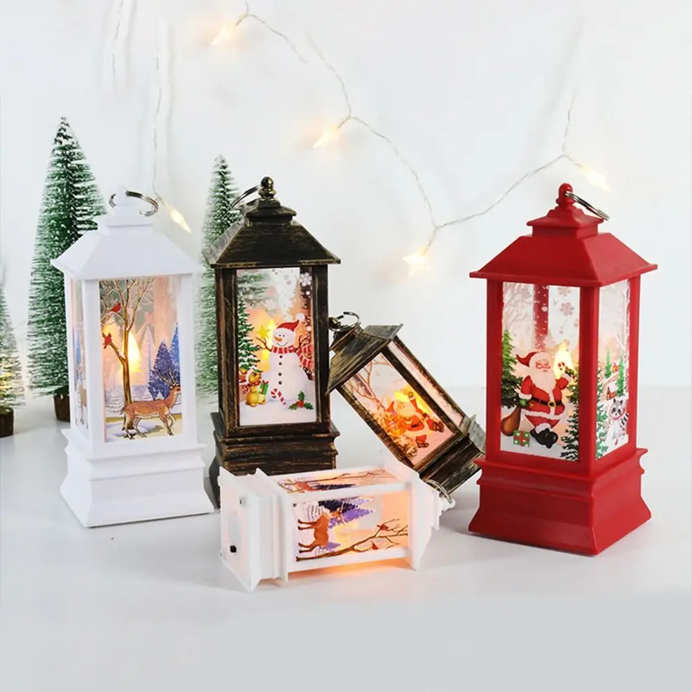 New Year Santa Claus Christmas Retro Lantern Light Portable Snowman Hanging Lamp Durable Waterproof Christmas Decorations Home