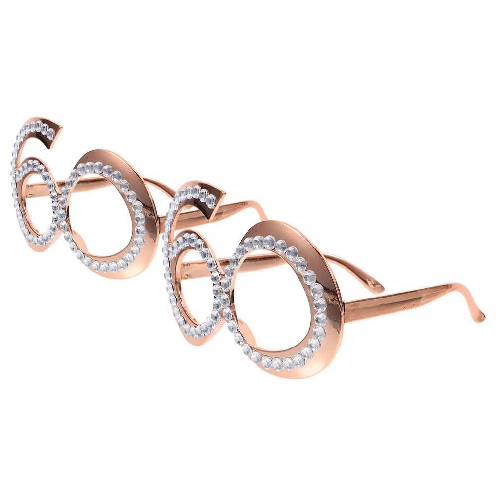 

2pcs Digital Glasses 60th Birthday Party Anniversary Plastic Decorations Eyewear Props Photo Supplies Travel Accessories