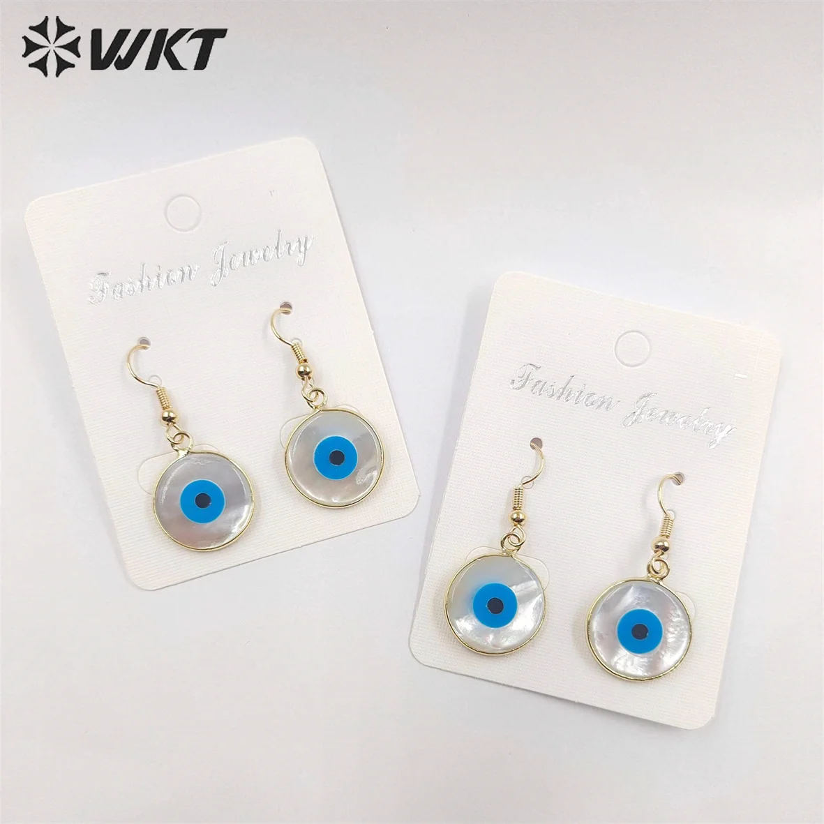 WT-E162  2016 Hot model bezel evil eye earrings, women gold shell evil eye earrings jewelry earrings for women