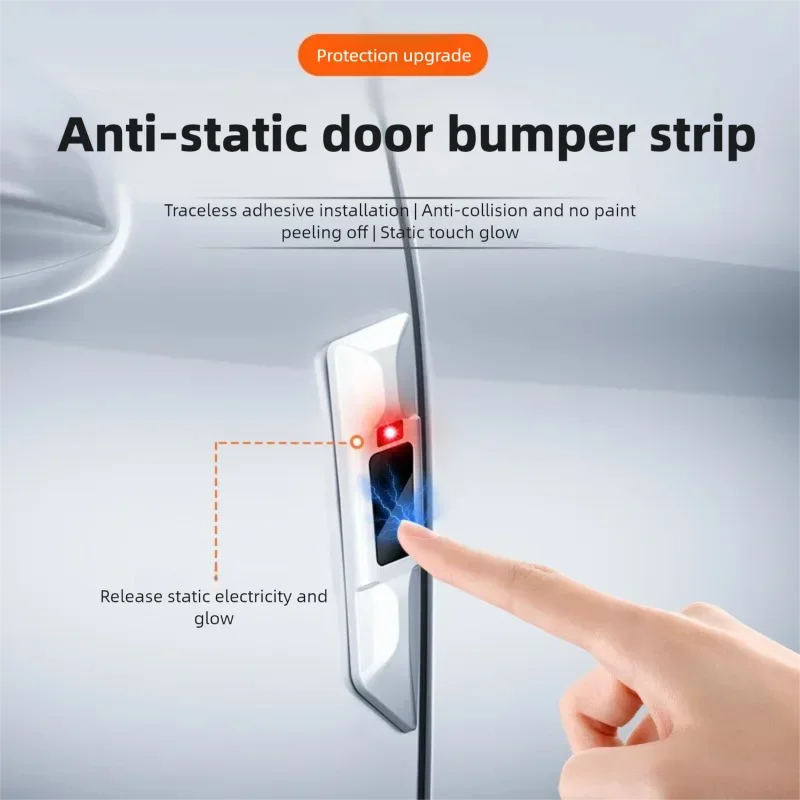 For Car Door Anti-Collision Strip with Static Eliminator, Silicone Anti-Scratch Bumper Guard for Door Edge
