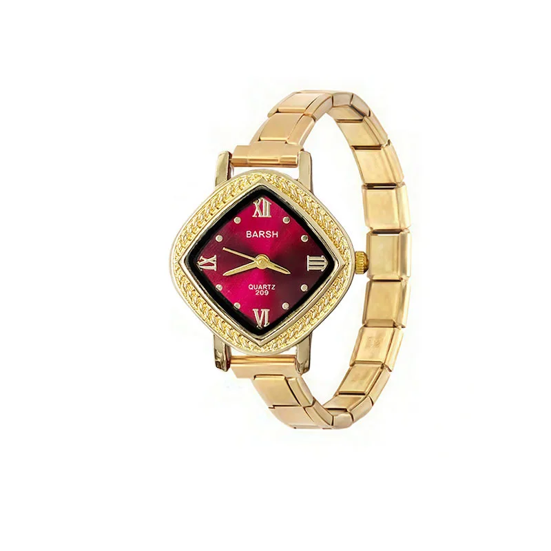 Ins Dainty Diamond Shape Modular Ladies Quartz Watch Multi Gradient Dial Detachable Steel Link Bracelet Minimalist DailyStacking