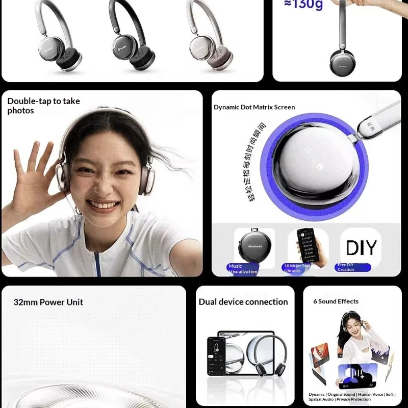 New Edifier AURO ACE Over-Ear Headphones with Trendy Toy Screen DIY Lyrics Display, 32mm Drivers, Bluetooth 6.0 Earphones Gifts view 4