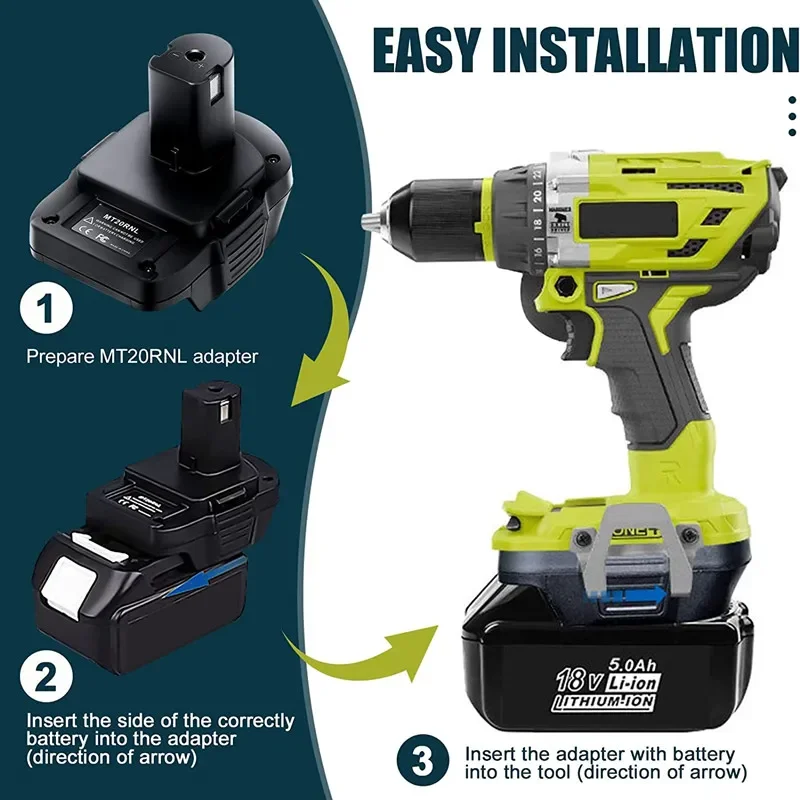 Imagem -03 - Bateria Conversor Adaptador para Makita Li-ion Bateria Usado Converter para Roybi 18v Ferramenta Mt20rnl Ryobi