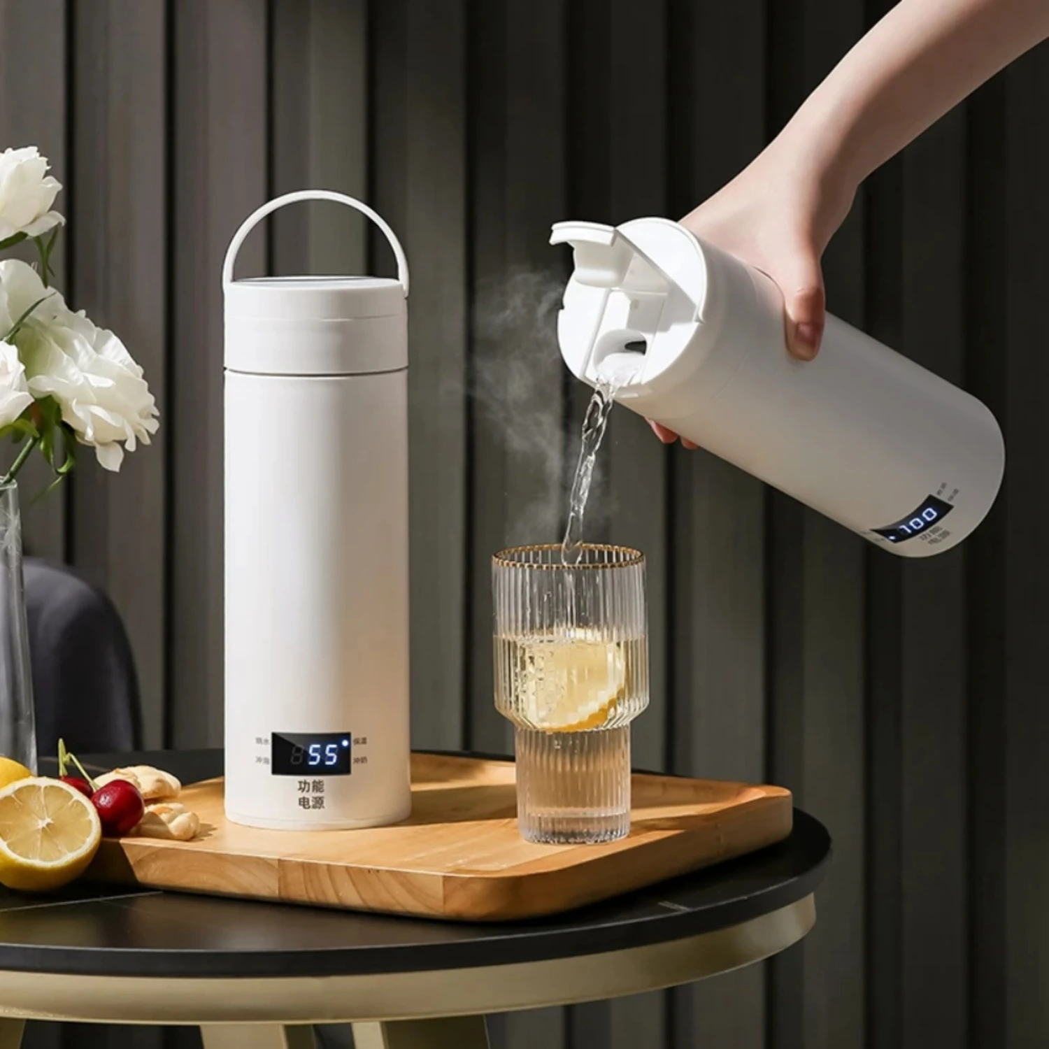 220V Portable  Kettle Travel Boil Water Cup Smart Teapot Thermo Pot Temperature Adjustment Kettle Heating Cup 500ml