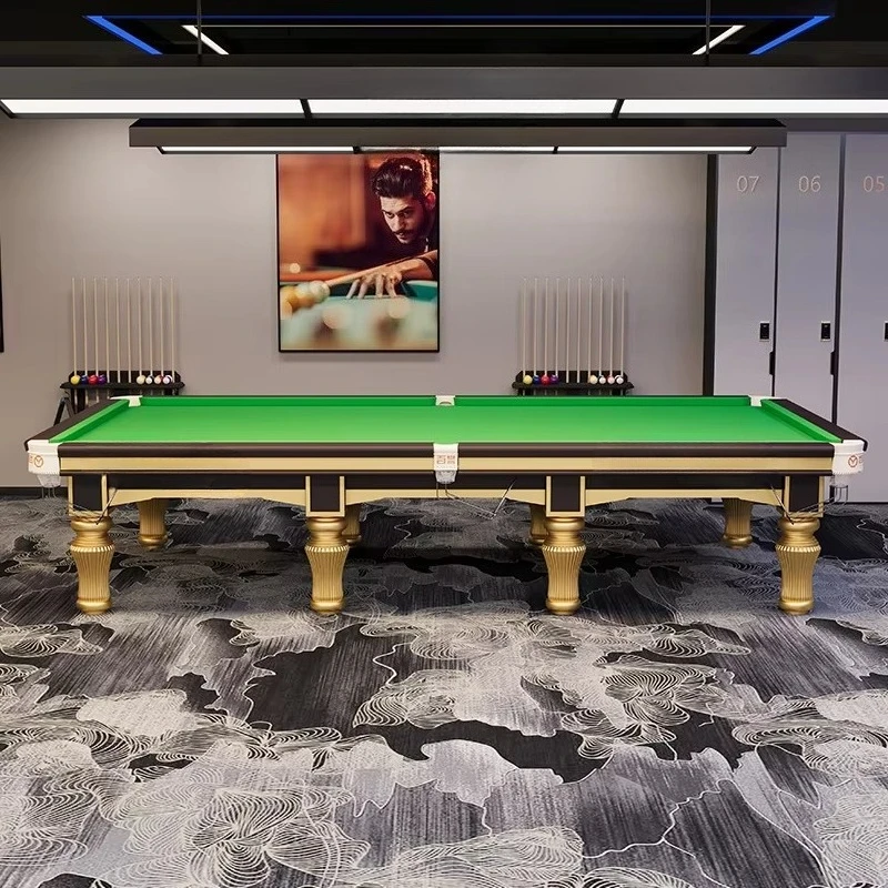 Fotografia 6: Mesa de Bilhar e Snooker Premium de 12 pés com 4,5cm de Espessura para Entretenimento em Casa, com Bolas e Tacos de Snooker