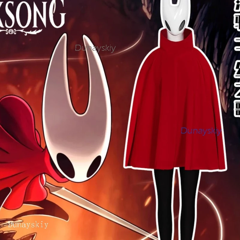 

Halloween Game Hollow the Knight: Silksong Hornet Cosplay Shawl Red Cape Costume Mask Roleplay Clothing Unisex Uniforms Fullset