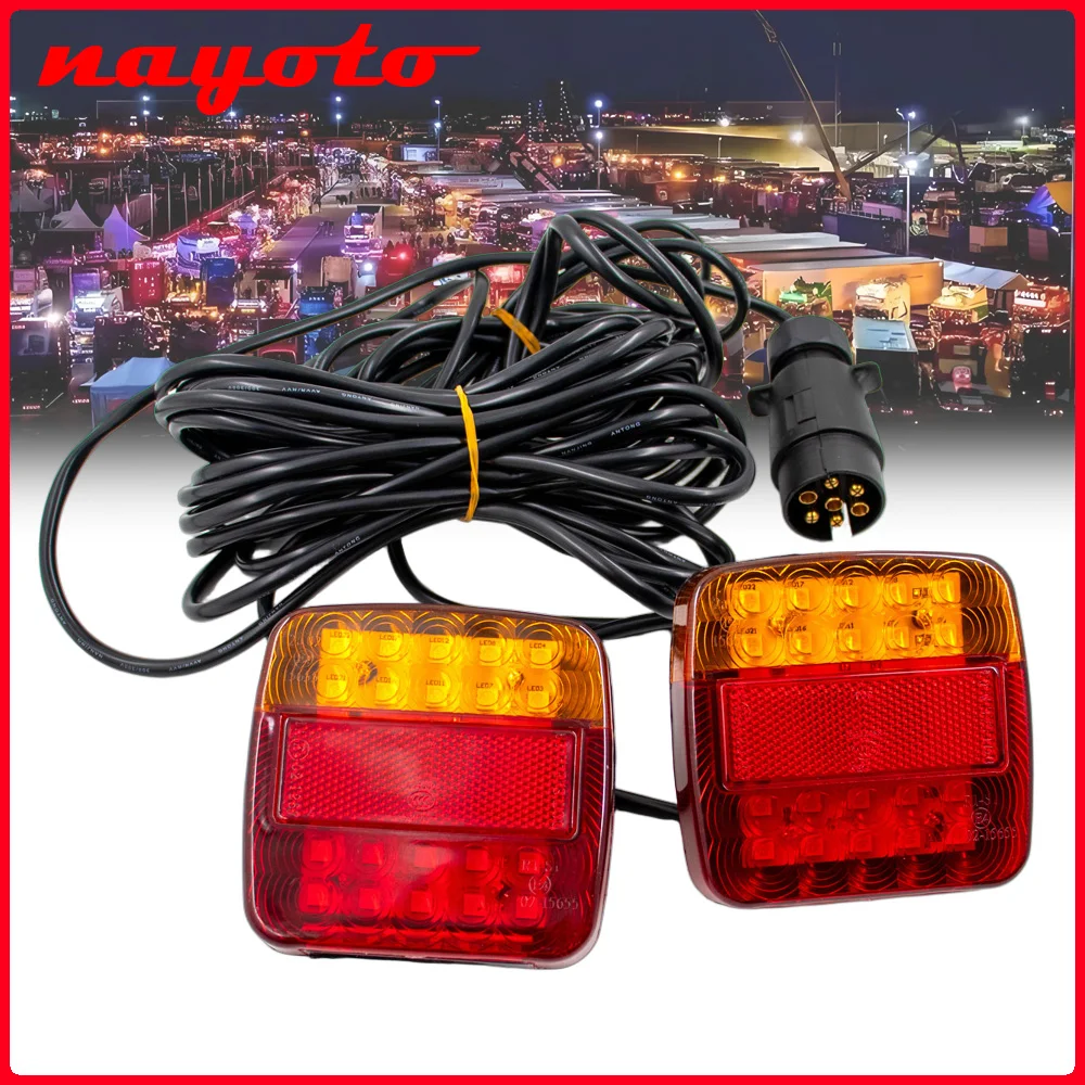 

1 комплект, 7 контактов, 12 В, задний фонарь для буксировки прицепа, светодиодный кабель 10 м, универсальный тормозной стоп, водонепроницаемый номерной знак, указатель поворота