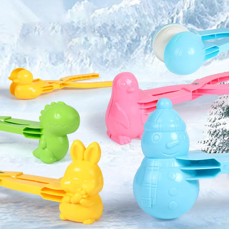 Pince de fabricant de boules de neige en forme d'animal mignon pour enfants, outil de moule de sable de neige en plastique, jouet de sport de plein air, hiver