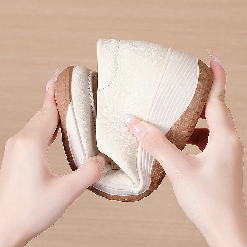 أحذية جلدية غير رسمية جديدة للربيع والصيف للنساء، أحذية فردية للعمل من الجلد الطبيعي بنسبة 100%، أحذية بدون كعب للمشي للأم #4
