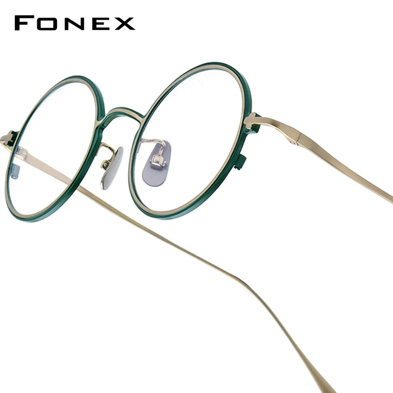 FONEX Titanium Glasses Frame Men Brand Design Vintage Retro Round Eyeglasses Women Japanese Ultralight High Quality Eyewear PHI