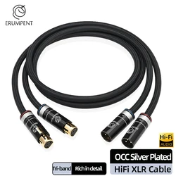 ERUMPENT One Pair XLR Microphone Audio Cable OCC Silver Conductor 3 Pin Balanced 2XLR Speaker Cable Male to Female Cable