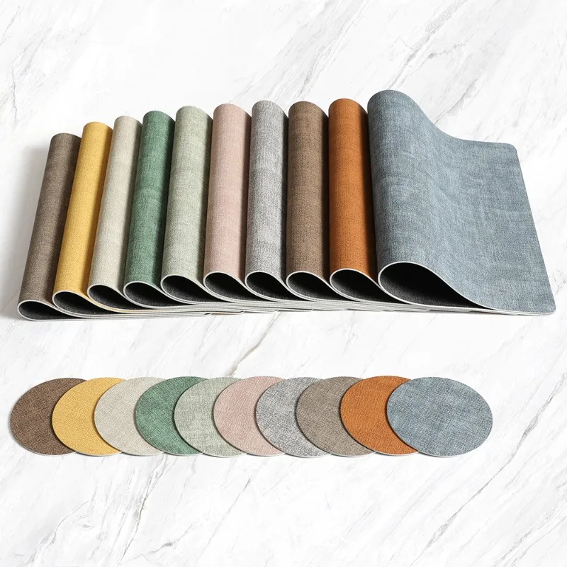 Nordic Style Cloth Patterned Leather Placemat Heat-resistant Two-color Square Dining Table Insulation Mat High-end Cup Mat Set