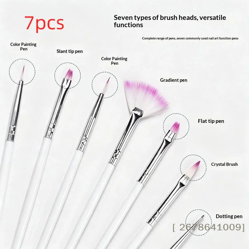 ⚑7Pcs Nail Art Brushes Set Nail Art Painting Brushes Nail Salon Brush Tools Suitable For Home And Nail Salon Use