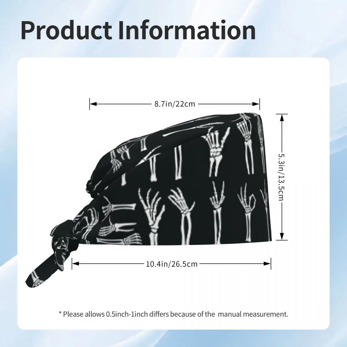 Nurse Hat Skeleton Hand Gesture Silhouette Pack Working Caps For Men Women Trendy Tie Back Work Scrubs Hat Elastic Medical Hat - view 6