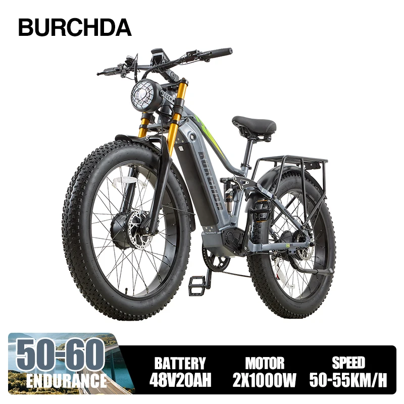 BURCHDA NEW RX80 Off-road krachtige elektrische fiets met dubbele motor, 48V20AH lithium batterij, 26 inch 4.0 vetbanden, elektrische mountainbike, elektrische motorfiets voor volwassenen