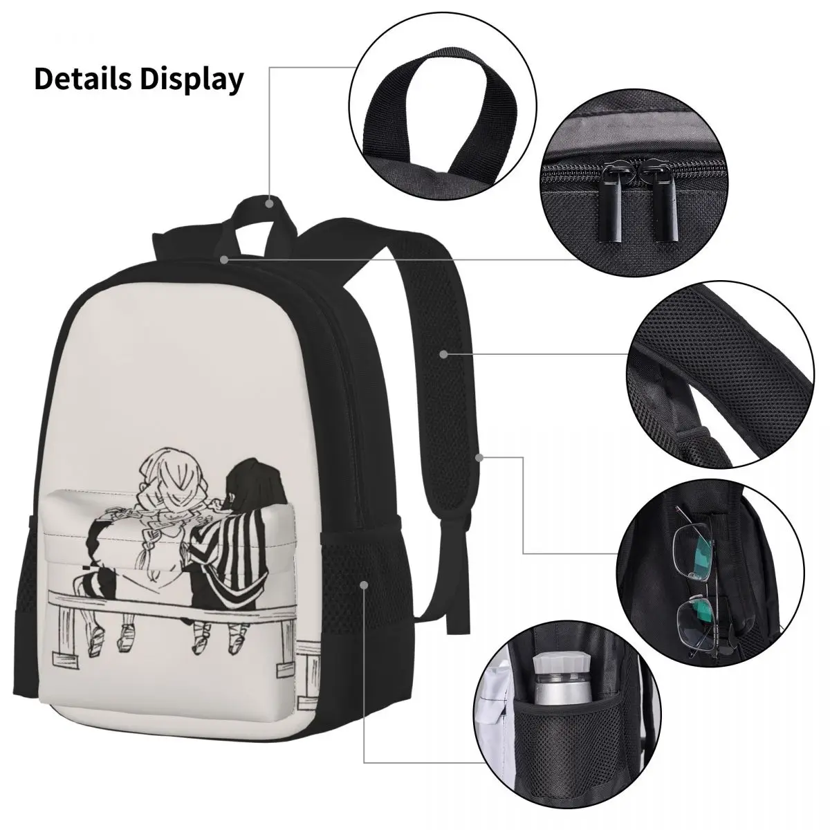 Mitsuri Kanroji und Iguro Obanai Rucksäcke Bücher tasche Studenten Schult aschen Cartoon Kinder Rucksack Lunch Bag Stift Tasche dreiteiliges Set