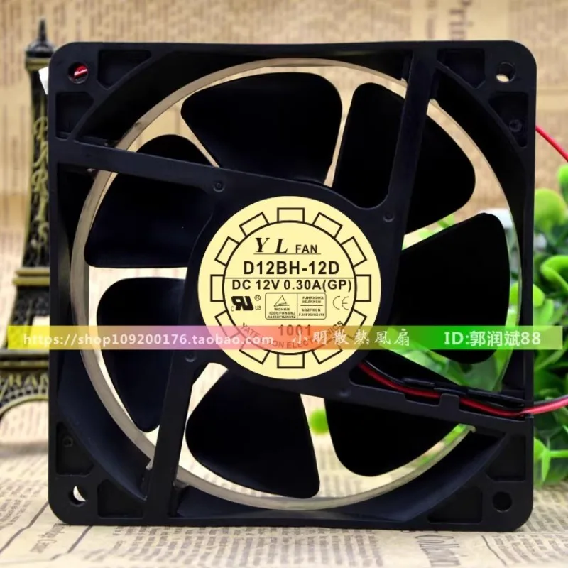 

New Cooling Fan for Yate Loon 12cm 2 Wire Chassis Cooling Fan D12BH-12D 12V 0.3a 120 * 120 * 38mm