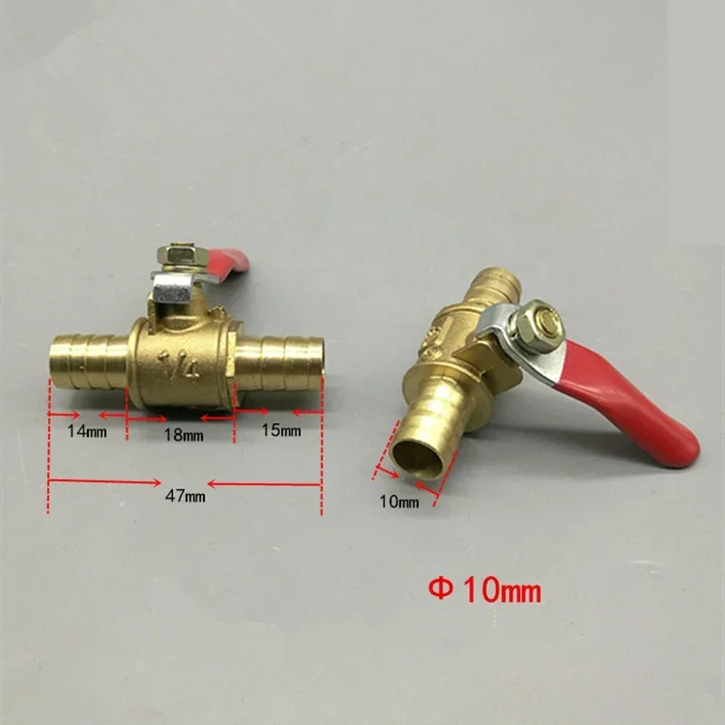 red handle Valve 6mm-12mm Hose Barb Inline Brass Water Oil Air Gas Fuel Line Shutoff Ball Valve Pipe Fittings