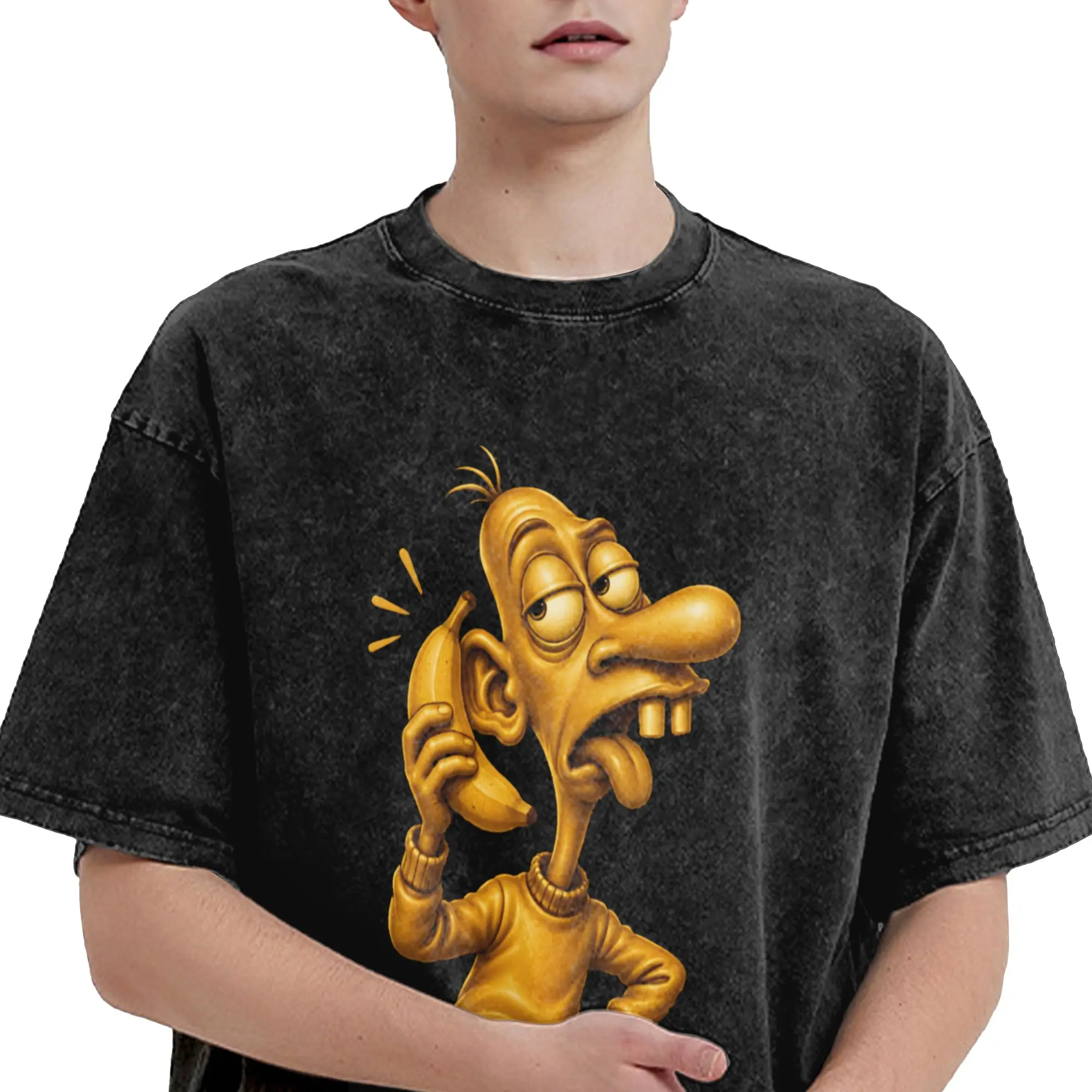 Golden Neegy Meme Funny Internet Brainrot Gen Z Humor Washed T Shirts Streetwear Hip Hop Novelty T-Shirts  Tees for Men Women