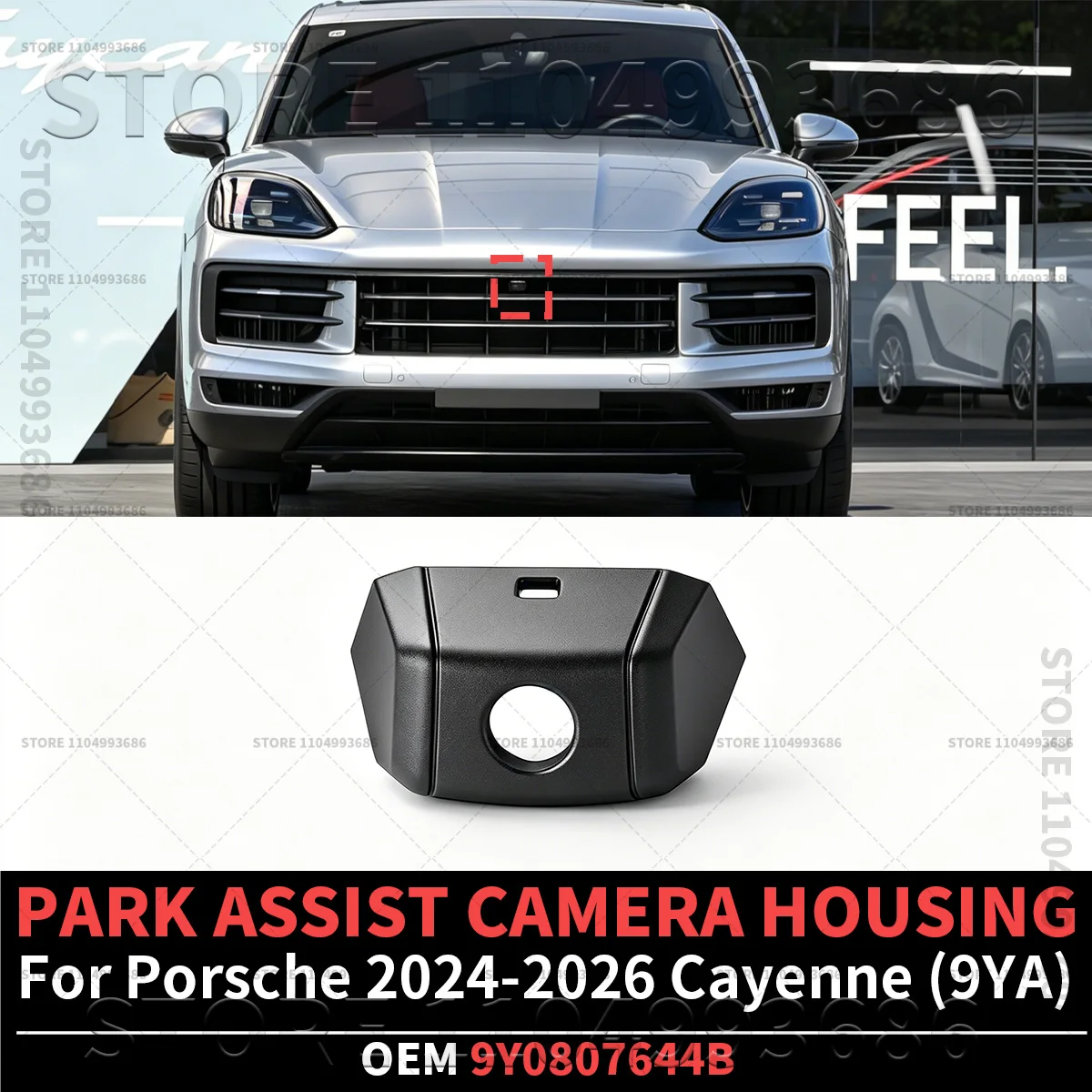For Porsche 2024 2025 2026 Cayenne Base S E-Hybrid Coupe (9YA) Car Front Bumper Camera Cover OEM 9Y0807644B 9Y0807644BOK1