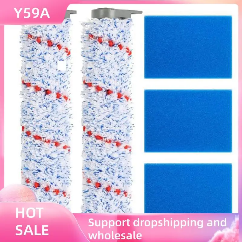 

Y59A, 2 комплекта, роликовая щетка для фильтра и запасные части для пенопласта предварительного фильтра для Tineco Ifloor HF10E-01, беспроводная, влажная и сухая