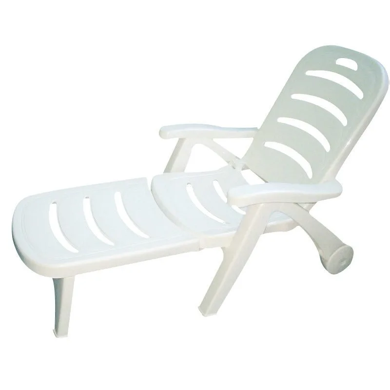 

White folding casual plastic chair, plastic folding armchair, back chair, outdoor chair