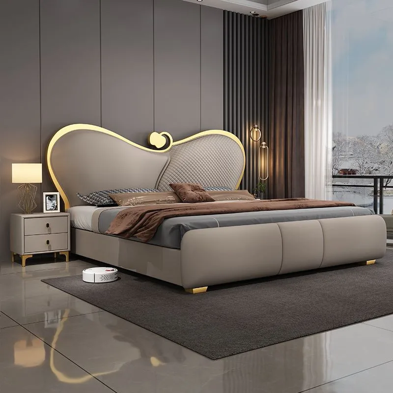 سرير قراءة الأميرة، تصميم جماليات آمنة وبسيطة، سرير زفاف كريمي
