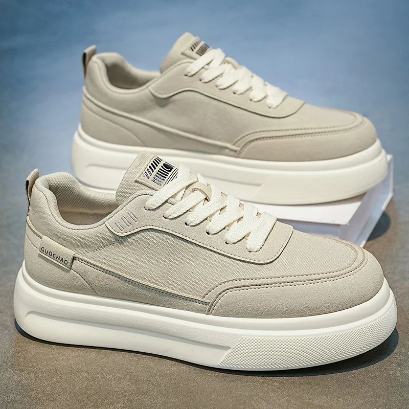 Flat Solid Colour Fashion Lightweight Man Sports Sneakers 2026 Spring New Casual Men's Shoes Canvas Comfort Trend Board Footwear