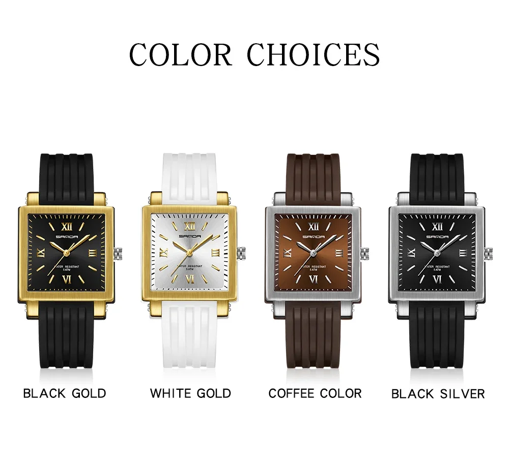 Sanda 3208 Nuovo orologio al quarzo Orologio elettronico da uomo e da donna al quarzo impermeabile alla moda quadrata coreana