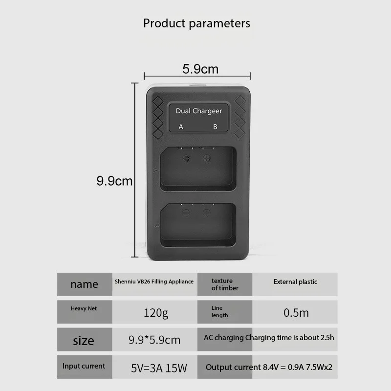 Godox VC26 Dual USB c Charger for Godox V1pro/860III V850II V860II Speedlite Flash Battery Fast Charger two Slots