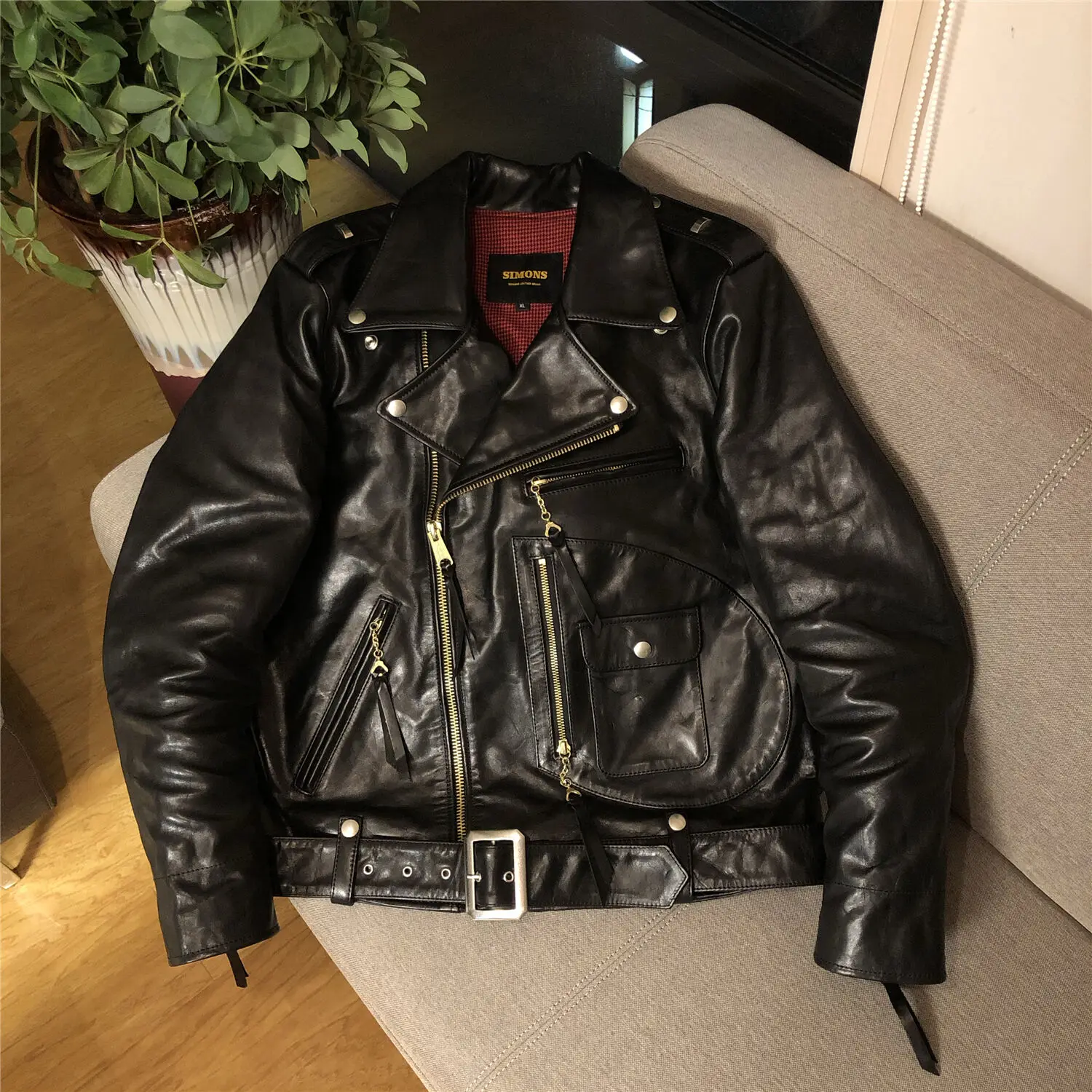 

YR!Free shipping.Italy heavy wax horsehide jacket.men black classic J22 genuine leather coat.leather rider clothes.quality