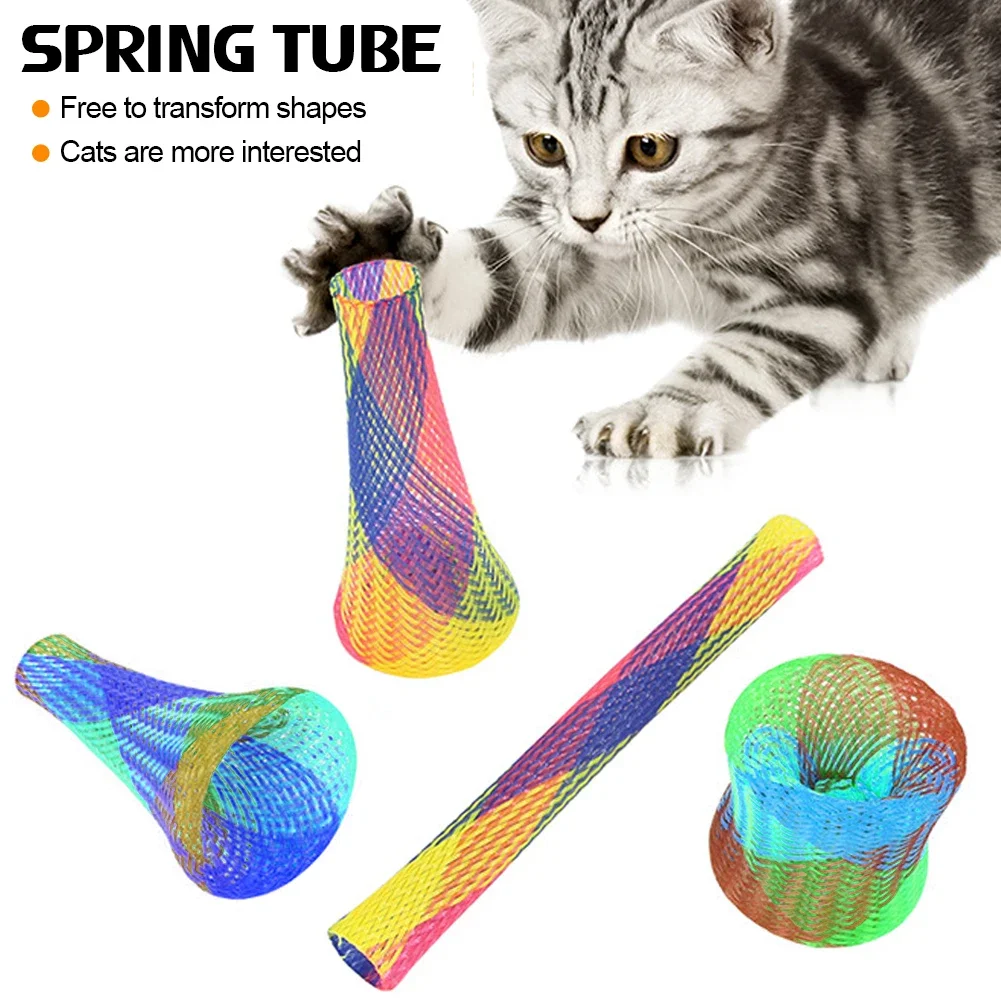 Colorido interativo Primavera brinquedos para gatinho e gato, saltando salto, Catching espiral molas, bobina de tubo telescópico, Pet Toy, 10pcs