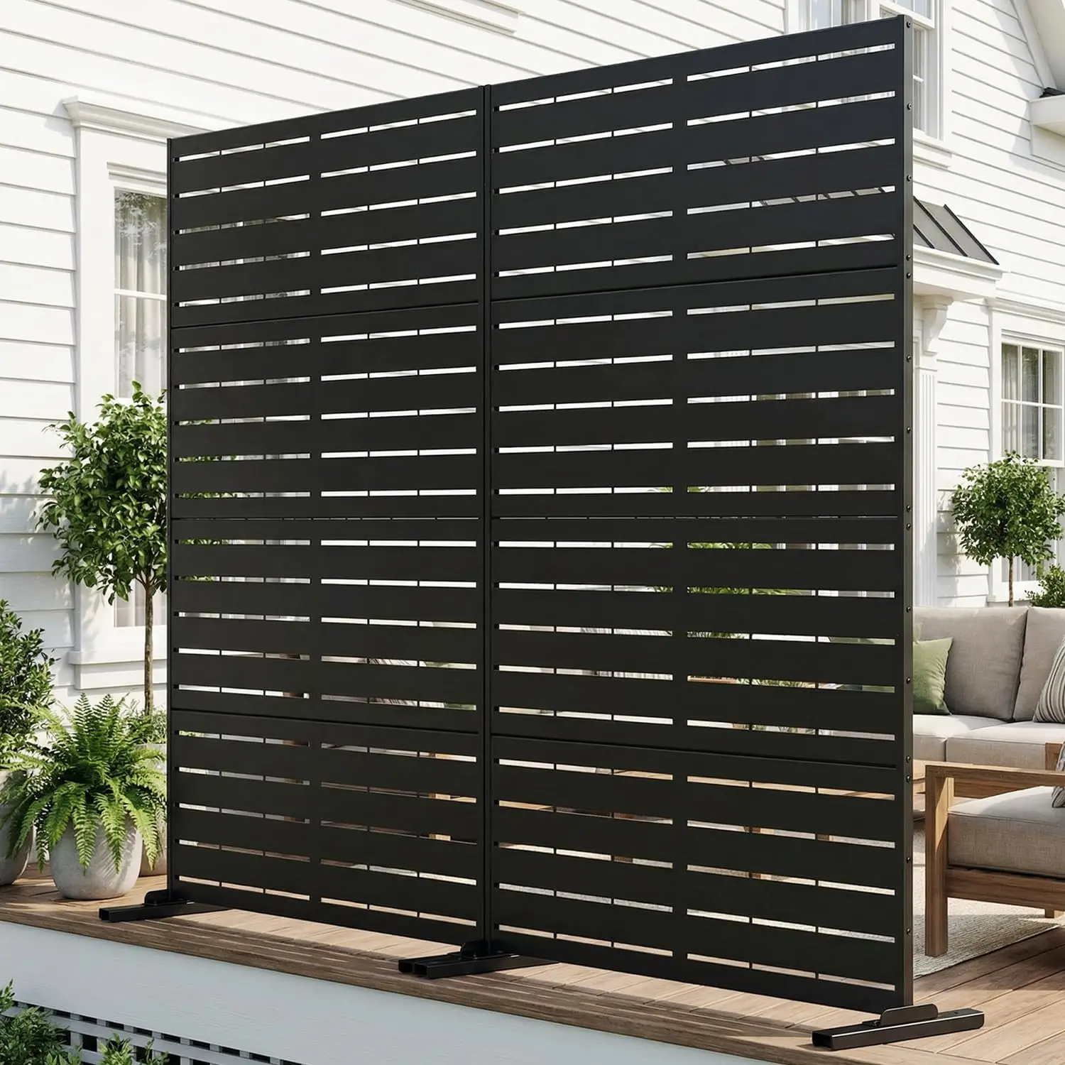 2-Pack Metal Privacy Fence for Balcony Patio Garden, Freestanding Steel Screen for AC Trash Can, 71