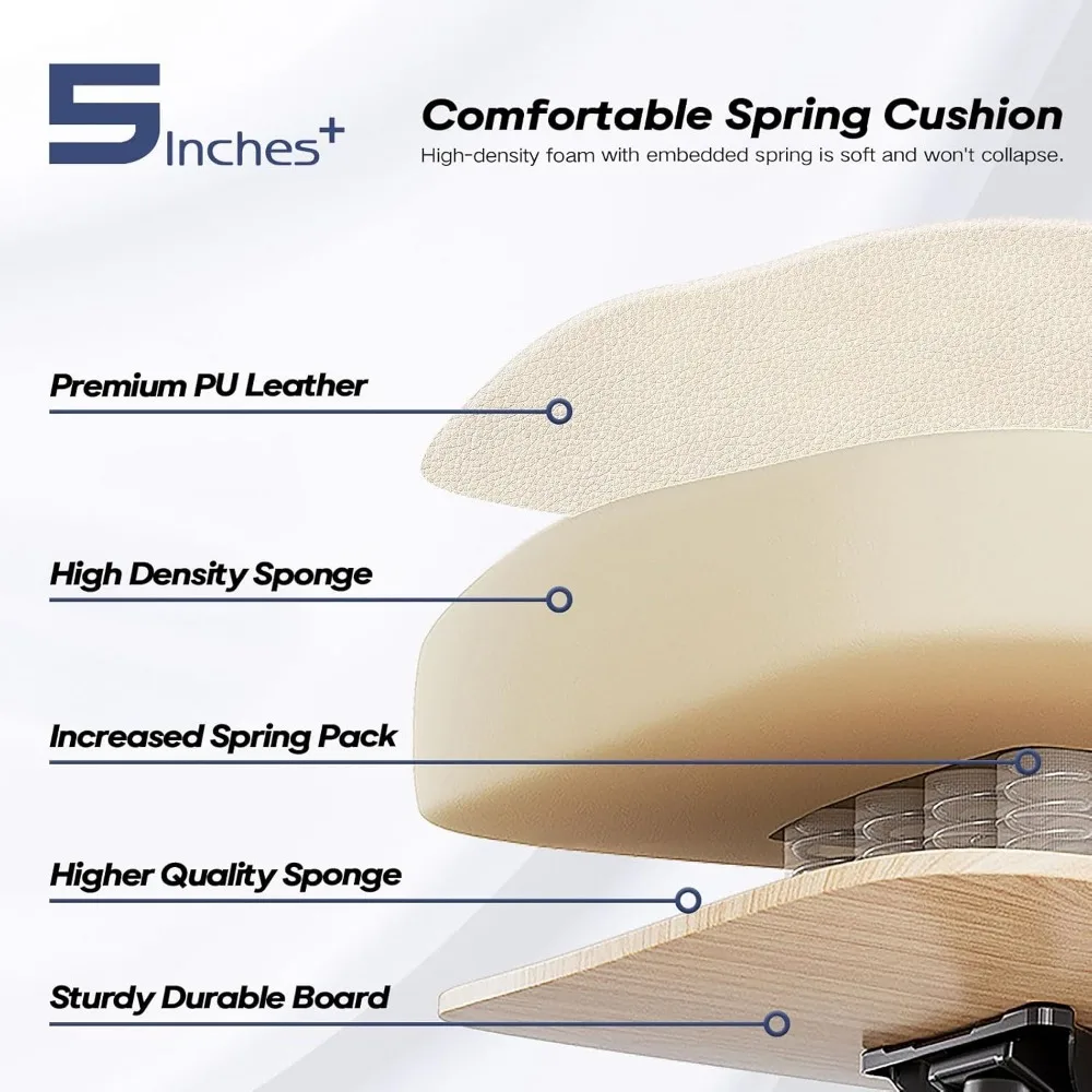 كرسي مكتب تنفيذي مريح عالي الظهر من جلد البولي يوريثان مع مسند ظهر قابل للتعديل ومسند للقدمين لمستخدمي الوزن الثقيل #5