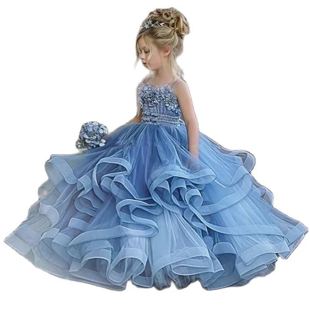 Flower Girl Dresses For Wedding robe de soirée de mariage Kids Pageant Gowns Tulle Ruffled First Communion Dress