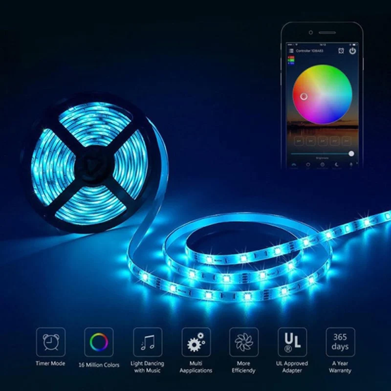 CORUI LED Light Strip Smart Bluetooth RGB Light Strip Controller Wireless APP Remote Control Music USB Living Room Bedroom Party