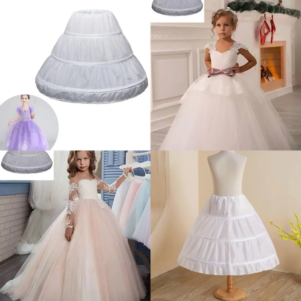 Fashion White Lace Children Skirt Petticoat 3 Hoops Steel Ring Flower Crinoline Adjustable Tutu Skirt Princess Skirt Kids Girls image 2