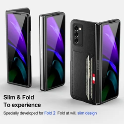 Card Slot Leather Case for Samsung Galaxy Z Fold 7 6 5 2 4 fold7 fold6 fold5 Fold4 Fold3 Fold2 5G Fold 3 Anti-Dust Phone Cover