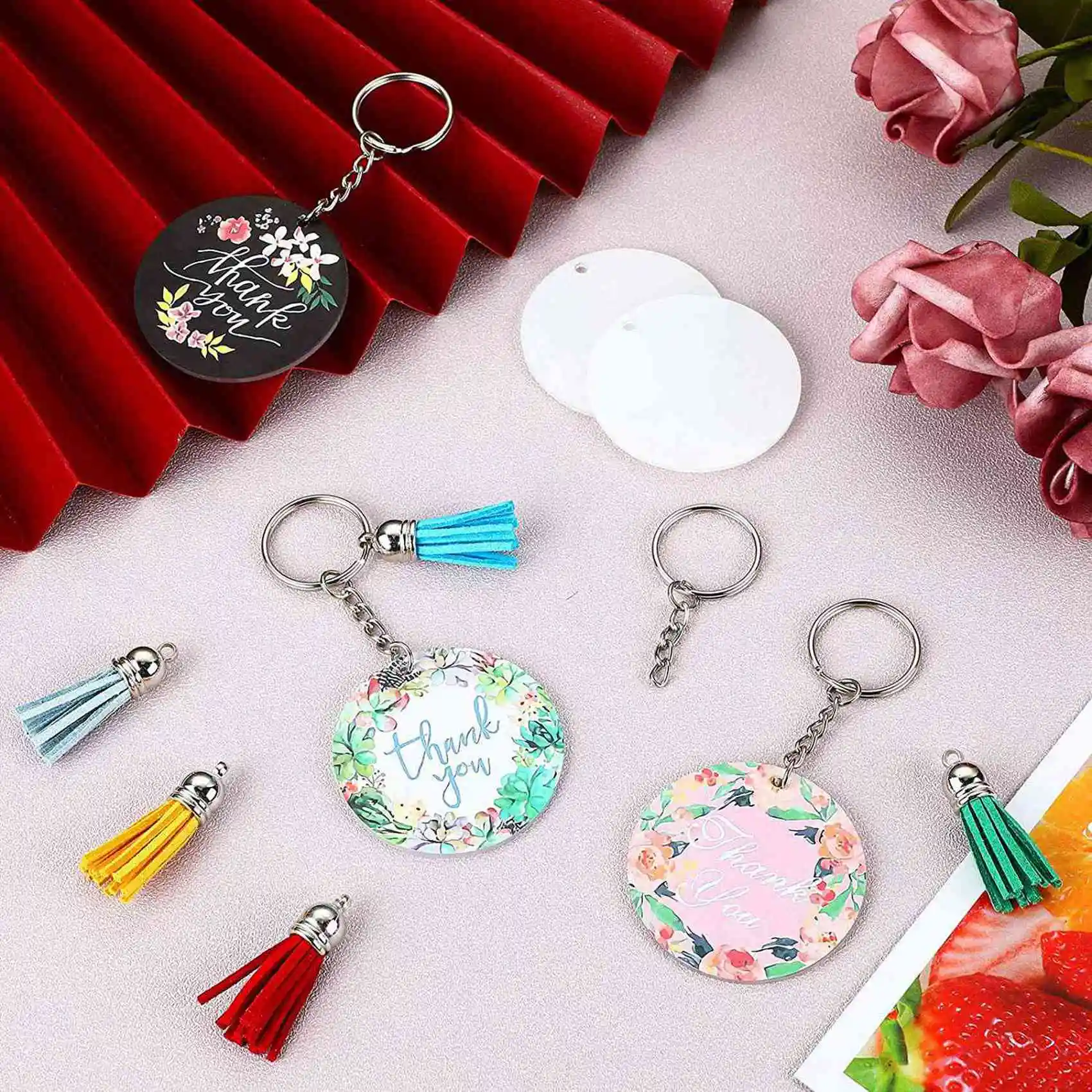 PZHI-300 Pcs Round Acrylic Keychain Blanks 2 Inches Clear Acrylic Circles Discs Transparent For DIY Keychain Craft Project