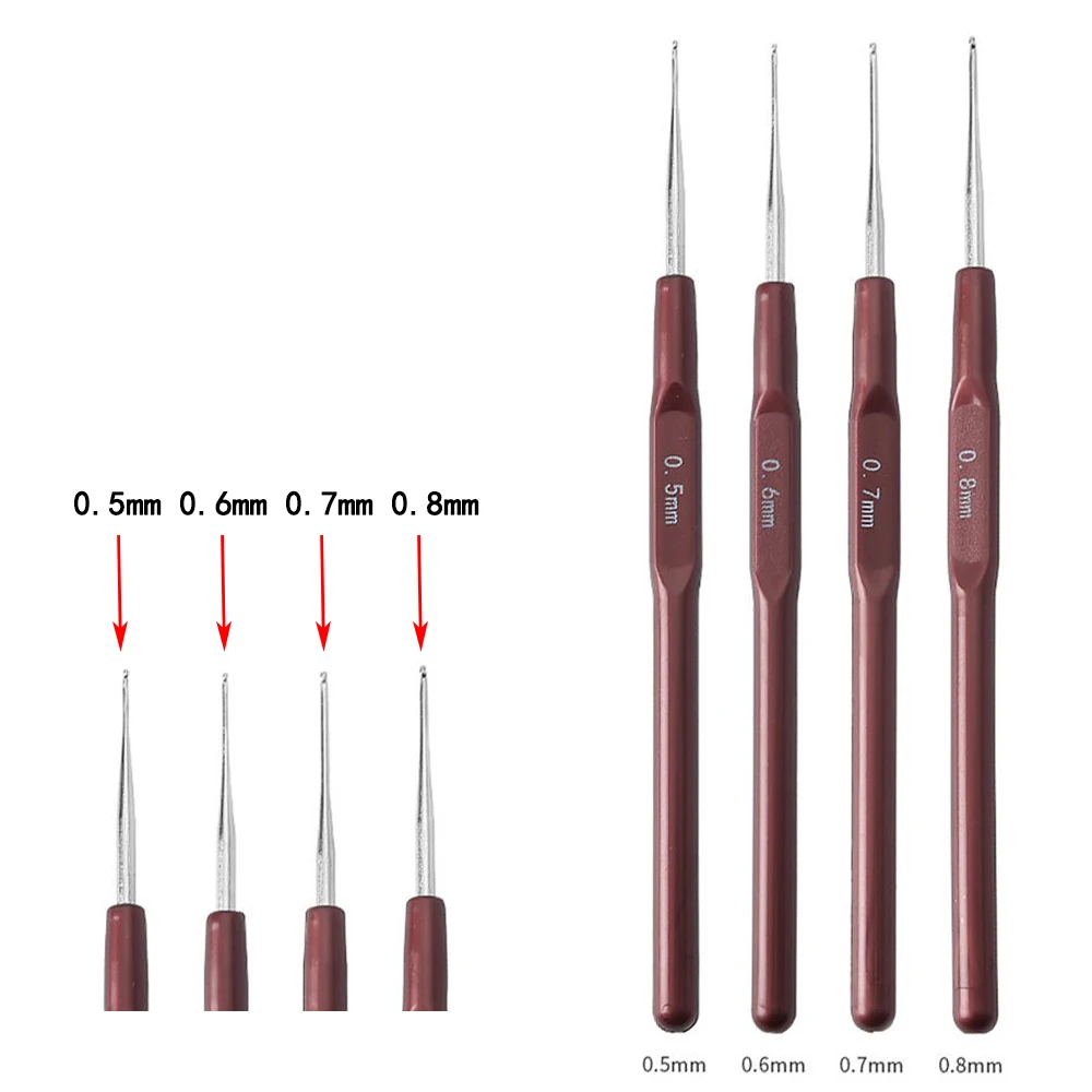 

Mrs Lydia Store- 0.5"0.6"0.7"0.8mm Micro Hook Needles Crochet Hook For Wig Making Crochet Locks Braids Weaving Needle Tools