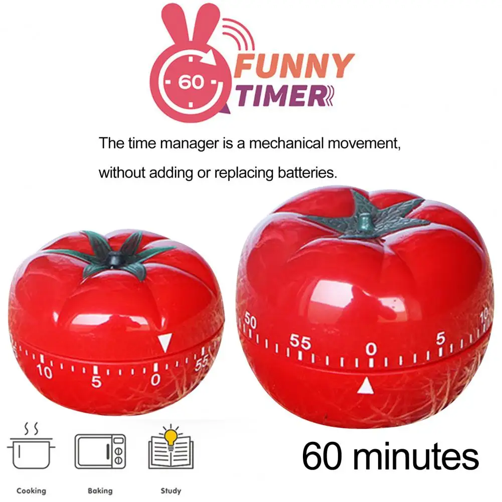 

Stylish Tomato Timer Mechanical Kitchen Timer Tomato Shape Kitchen Timer Adjustable Countdown Clock for Cooking 1 to 60 Minutes